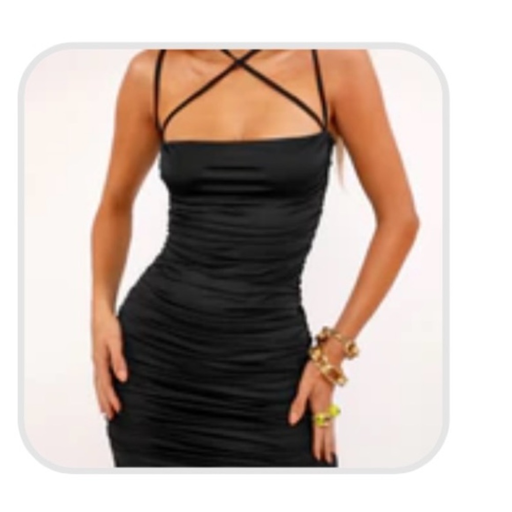Elegant Black Ruched Dress